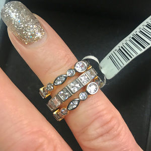 Tribeca Triple Stacked Rings Sterlind and 14 carat